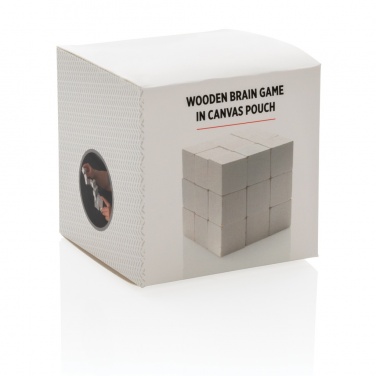 Logo trade promotional merchandise picture of: Wooden brain game in canvas pouch