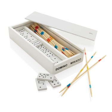 Logo trade promotional products image of: Deluxe mikado/domino in wooden box