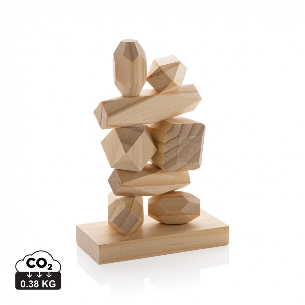 Logo trade promotional merchandise picture of: Ukiyo Crios wooden balancing rocks in pouch