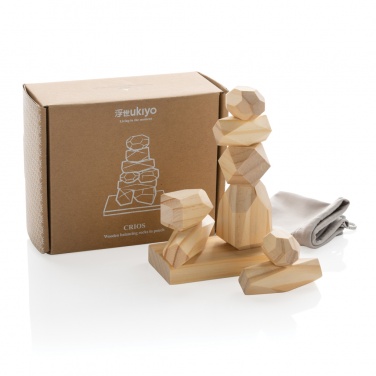 Logotrade promotional giveaway picture of: Ukiyo Crios wooden balancing rocks in pouch