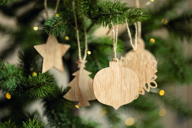 Logo trade advertising products image of: Set of wooden Xmas ornaments