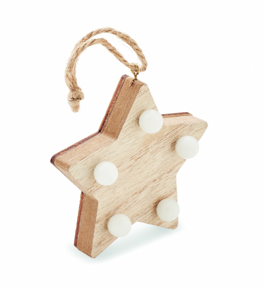 Logo trade promotional giveaway photo of: Wooden weed star with lights