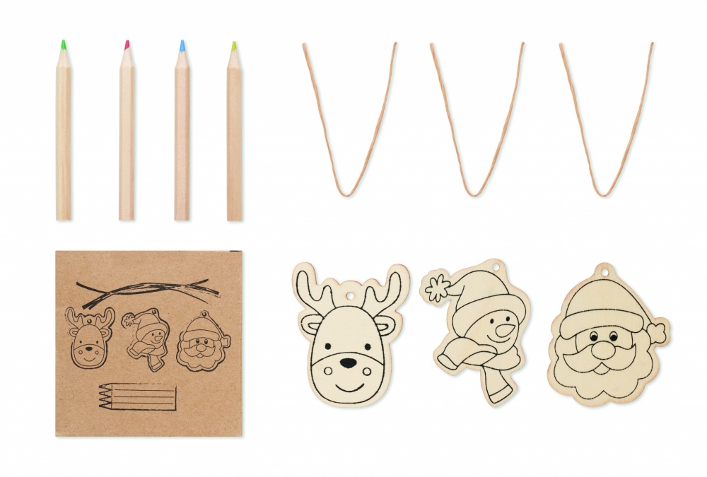 Logo trade promotional products image of: Drawing wooden ornaments set