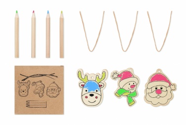 Logo trade promotional merchandise image of: Drawing wooden ornaments set