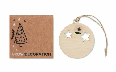 Logo trade promotional gifts picture of: Wooden bauble shape hanger