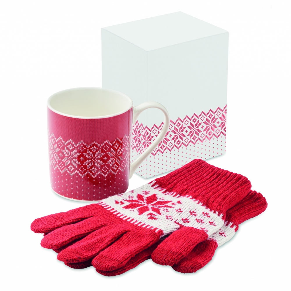 Logo trade promotional merchandise photo of: Winter gift mug and gloves set