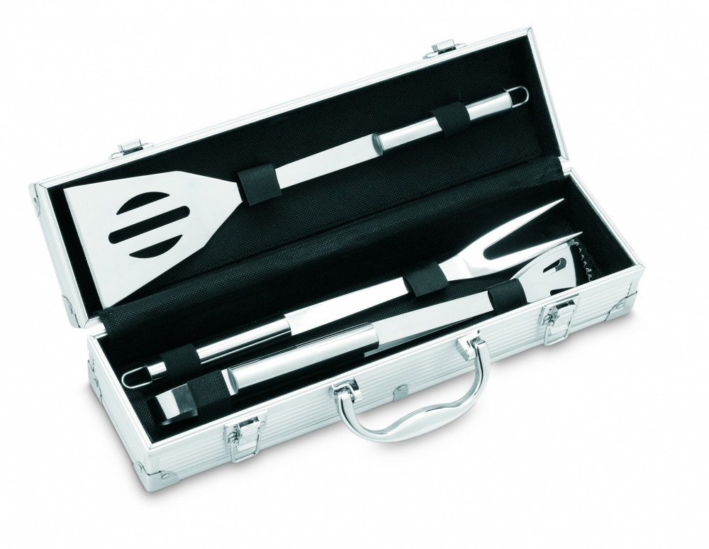 Logotrade promotional giveaway image of: 3 BBQ tools in aluminium case