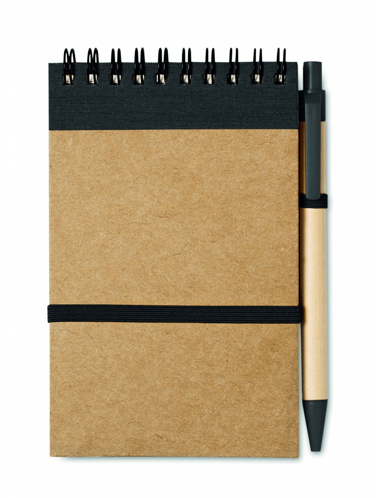 Logo trade promotional item photo of: A6 recycled notepad with pen