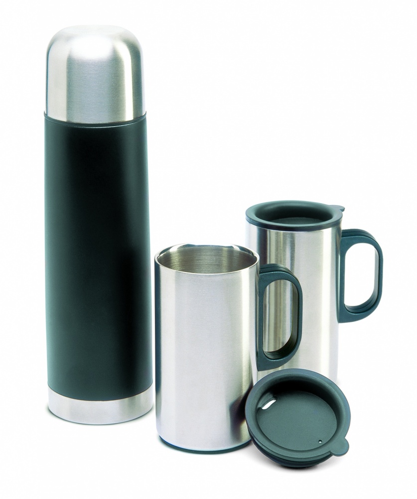 Logo trade promotional giveaways picture of: Insulation flask with 2 mugs