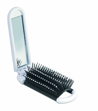 Logo trade business gifts image of: Foldable hairbrush with mirror