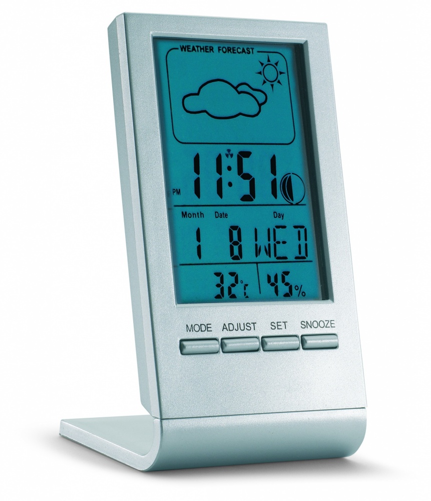 Logo trade promotional merchandise image of: Weather station with blue LCD