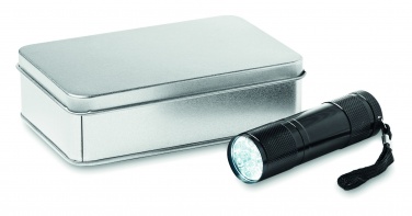 Logo trade corporate gifts image of: LED torch in tin box