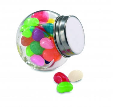 Logo trade business gifts image of: Glass jar with jelly beans