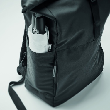 Logo trade promotional giveaways image of: 300D RPET rolltop backpack