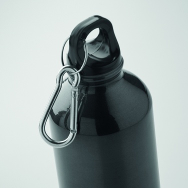 Logotrade promotional merchandise photo of: 500 ml single-walled water bottle made of recycled aluminum with a carabiner