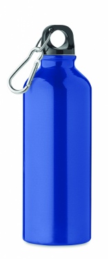 Logotrade advertising product picture of: 500 ml single-walled water bottle made of recycled aluminum with a carabiner