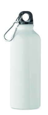 Logotrade promotional merchandise picture of: 500 ml single-walled water bottle made of recycled aluminum with a carabiner