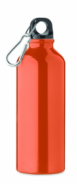 Logo trade promotional gift photo of: 500 ml single-walled water bottle made of recycled aluminum with a carabiner