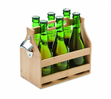 Logo trade advertising products image of: 6 beer crate in bamboo