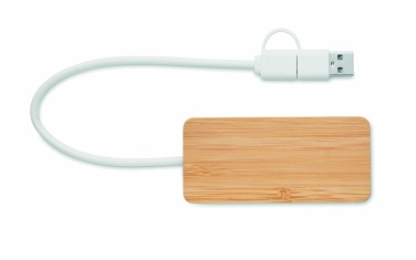 Logo trade business gifts image of: Bamboo USB 3 ports hub