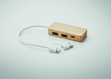 Logo trade promotional products picture of: Bamboo USB 3 ports hub