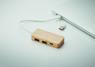 Logo trade corporate gift photo of: Bamboo USB 3 ports hub