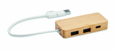 Logotrade promotional gift picture of: Bamboo USB 3 ports hub