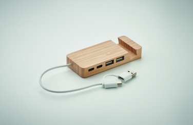 Logotrade promotional merchandise image of: Bamboo USB 4 ports hub