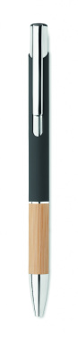 Logo trade advertising products picture of: Ballpoint pen made of aluminum with a bamboo grip