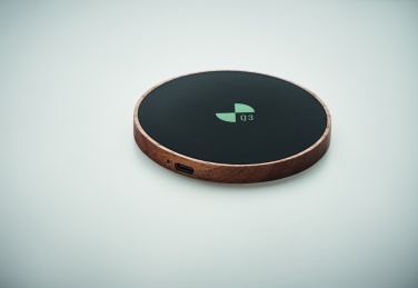 Logo trade business gifts image of: Wireless charger in acacia 15W