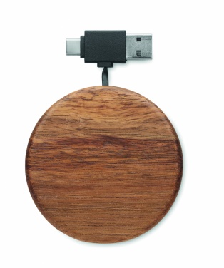 Logo trade promotional gifts image of: Wireless charger in acacia 15W