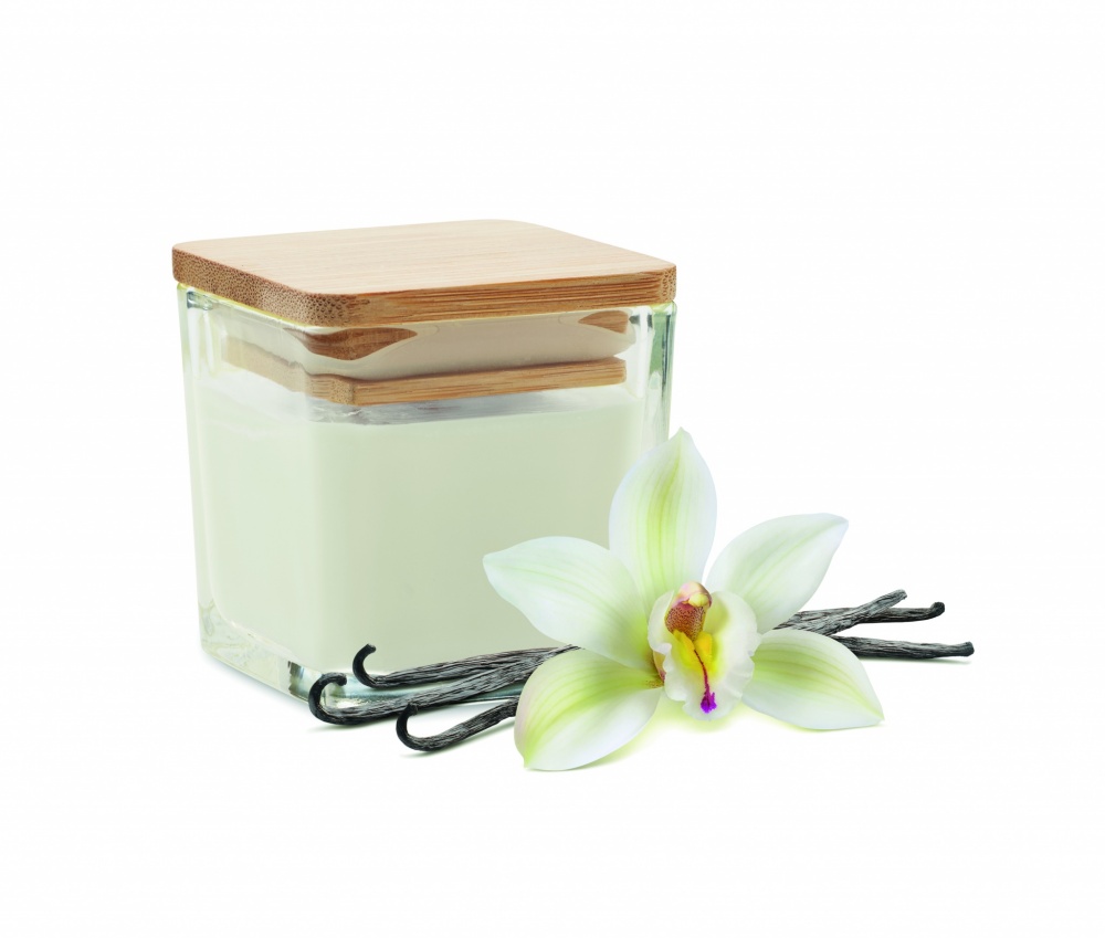 Logo trade advertising product photo of: Squared fragranced candle 50gr