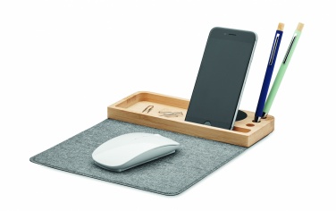 Logo trade promotional giveaway photo of: Wireless charger in bamboo 15W