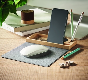 Logo trade promotional merchandise image of: Wireless charger in bamboo 15W