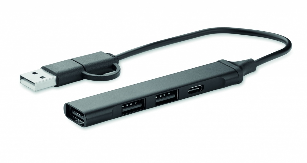 Logo trade business gift photo of: USB 4 port hub 19 cm