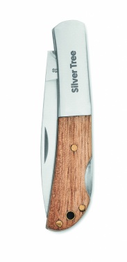 Logo trade promotional merchandise photo of: Foldable knife in acacia wood