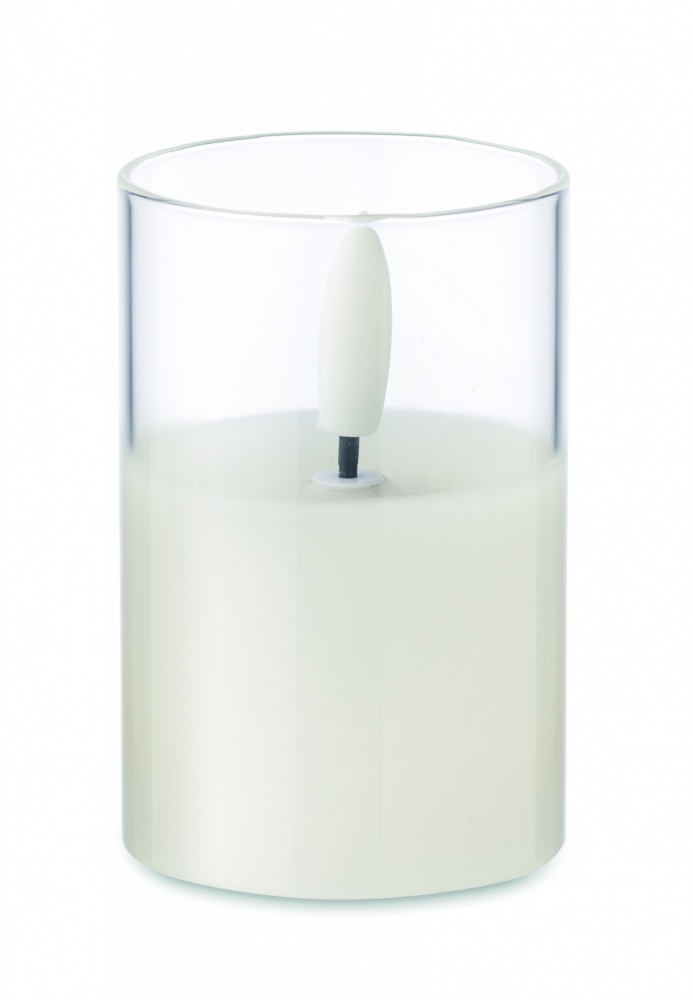 Logo trade advertising product photo of: LED wax candle in glass holder