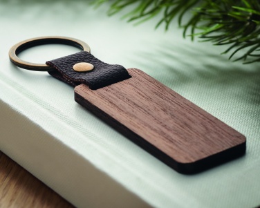 Logo trade promotional item photo of: Key ring in walnut and PU Kokkola