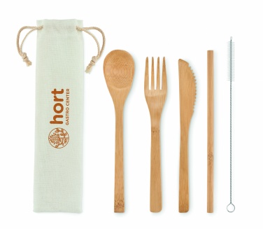 Logotrade corporate gift image of: Bamboo cutlery with straw