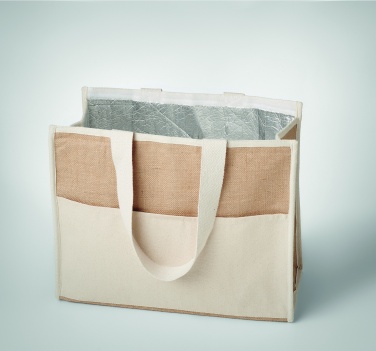 Logo trade promotional giveaway photo of: Jute and canvas cooler bag