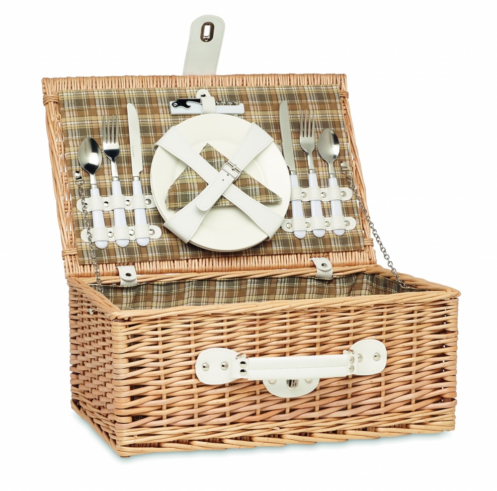 Logo trade promotional products image of: Wicker picnic basket 2 people