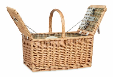 Logo trade promotional giveaways image of: Wicker picnic basket 4 people