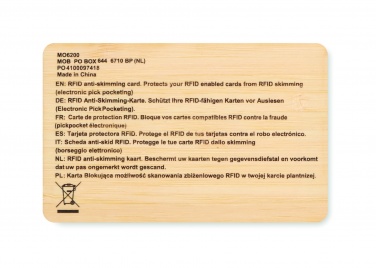 Logo trade promotional products image of: RFID card in bamboo material