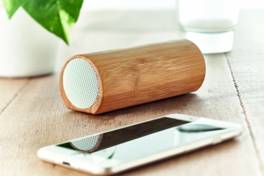 Logo trade promotional gifts image of: Wireless bamboo speaker 2x5W