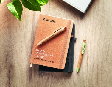 Logo trade corporate gifts picture of: Recycled Leather A5 notebook