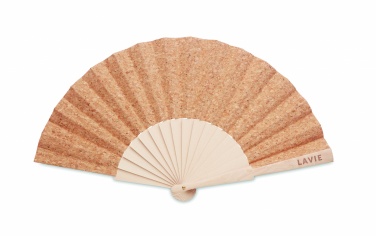 Logotrade business gift image of: Wood hand fan with cork fabric