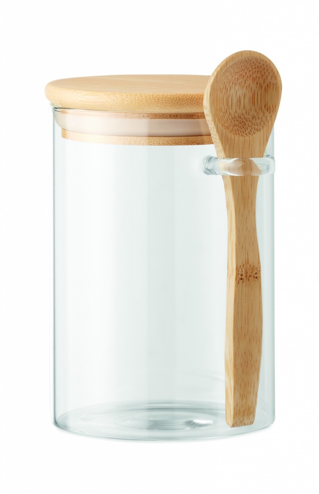 Logotrade promotional items photo of: Glass jar with spoon 600 ml