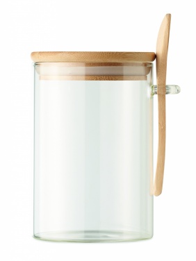 Logo trade advertising product photo of: Glass jar with spoon 600 ml