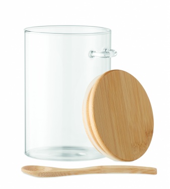 Logo trade advertising product photo of: Glass jar with spoon 600 ml