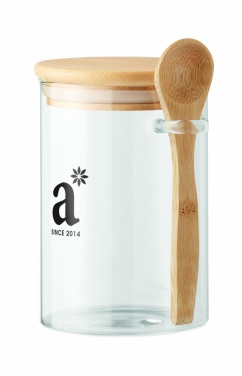 Logotrade advertising products photo of: Glass jar with spoon 600 ml